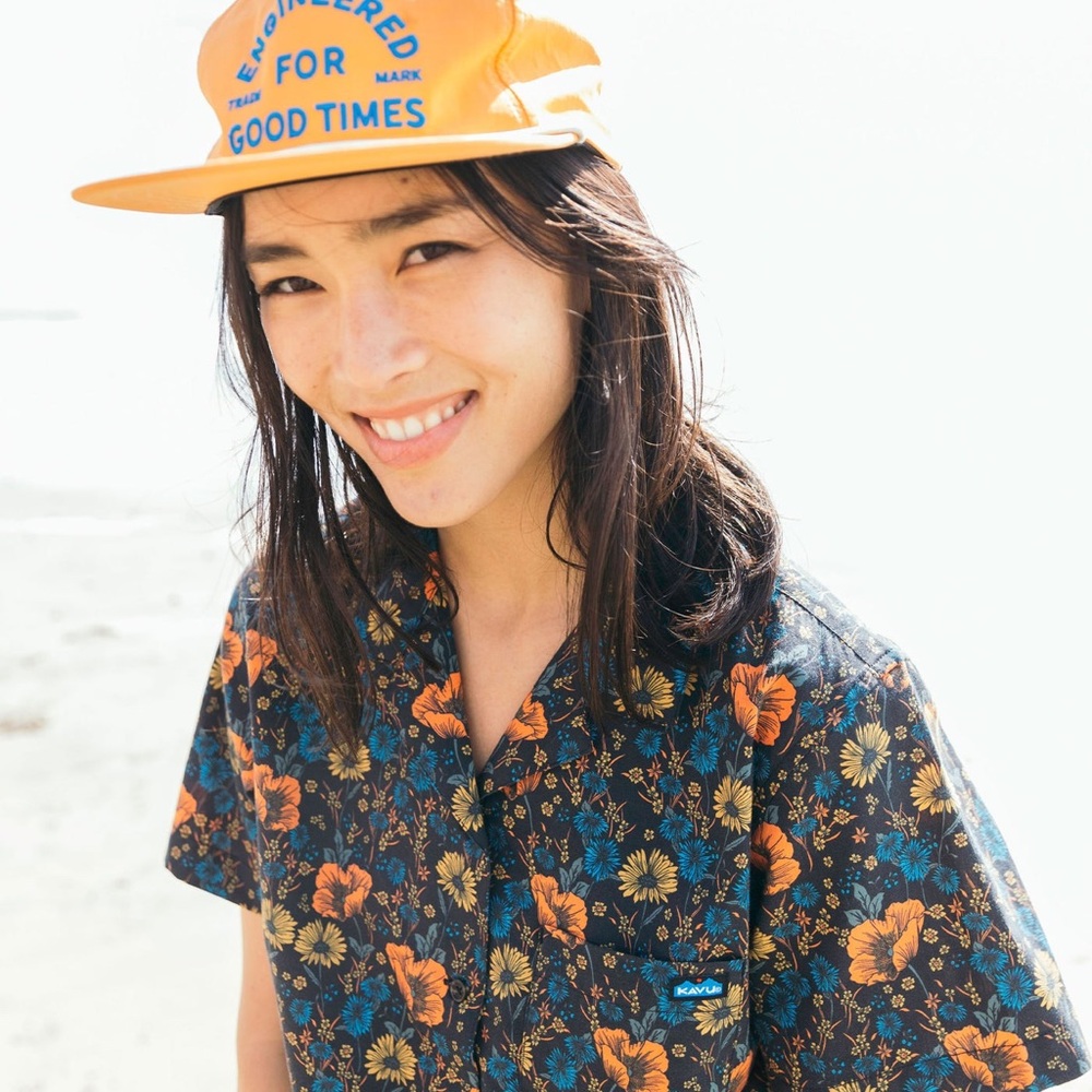 Kavu Floral Button Down Shirt - Black, Orange, Blue